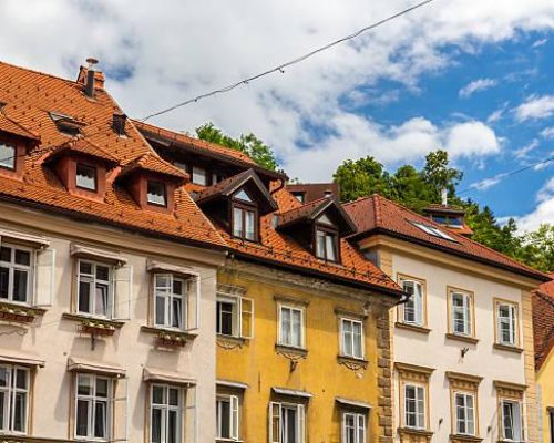 Buildings in historic centre of Ljubljana, Slovenia